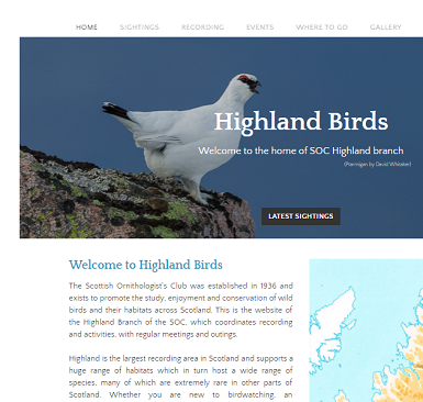 Highland Birds website - resized for page